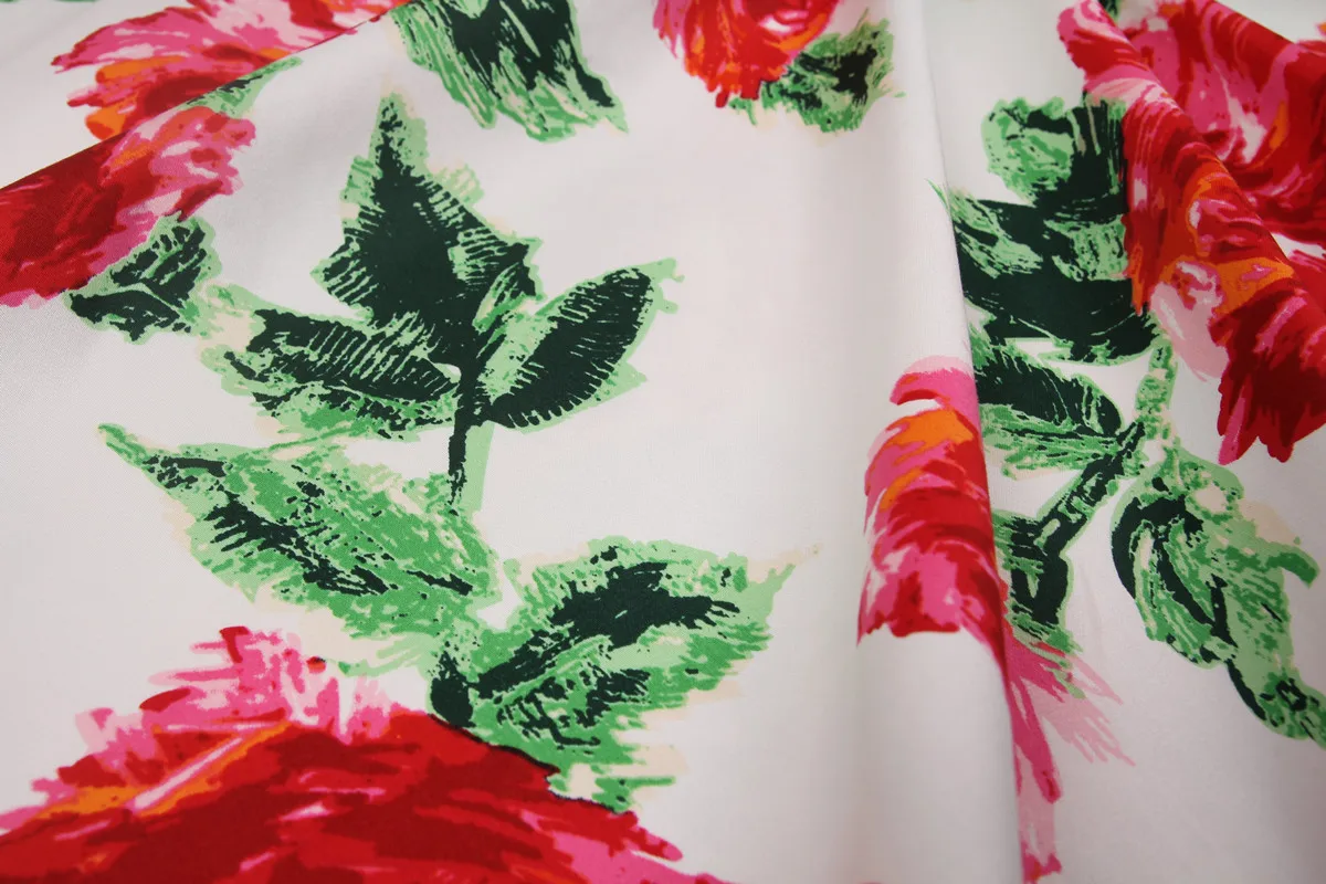 

Handmade diy cotton fabric elastic fabric oil painting rose pattern printed fabric