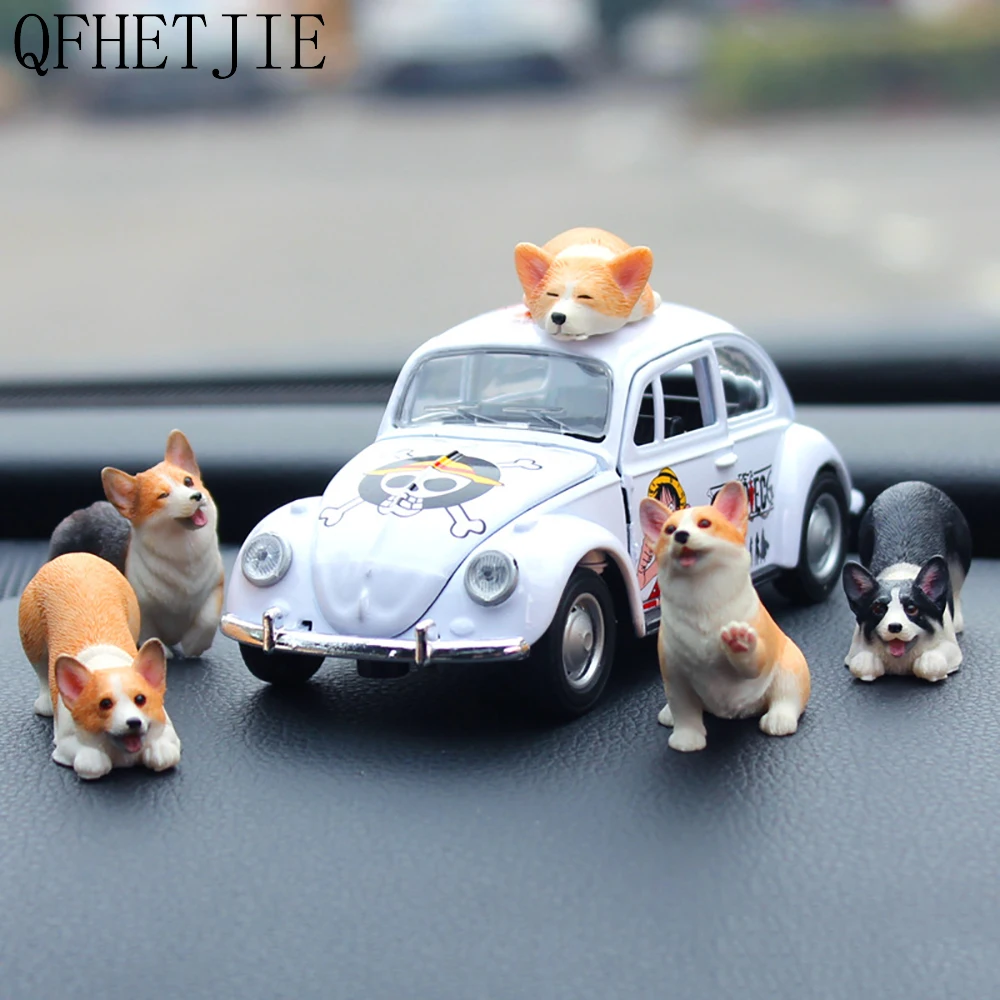 QFHETJIE Mini Corgi Car Decoration Model Desktop Placement Cake Display Stand Can Be Simulated Resin Puppy Doll Fashion Cute