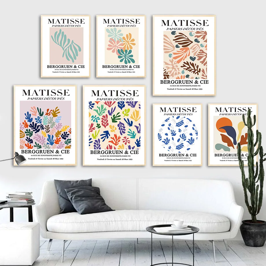 

Matisse Coral Leaf Quotes Abstract Canvas Painting Art Nordic Posters and Prints Wall Pictures for Living Room Decor Frameless