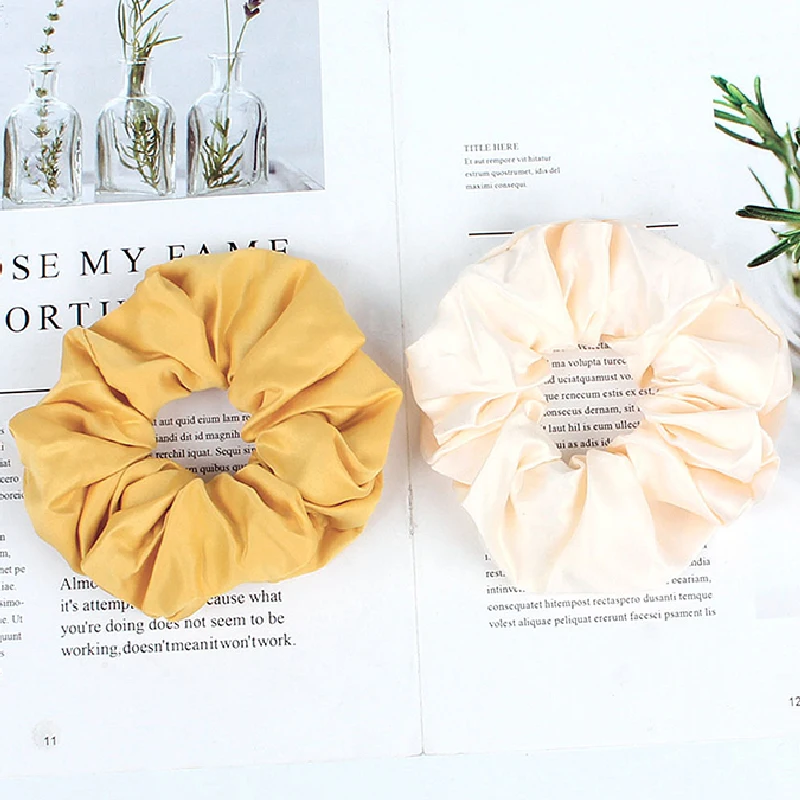 Solid Color Silk like Scrunchie Hairbands Hair tie Accessories Satin Stretch Ponytail Holders Handmade Gifts |