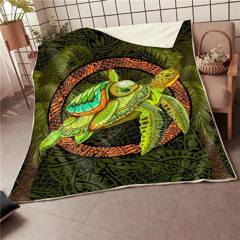 

Premium Turtle Palm Tree 3d printed fleece blanket Beds Hiking Picnic Thick Quilt Fashionable Bedspread Sherpa Throw Blanket 01