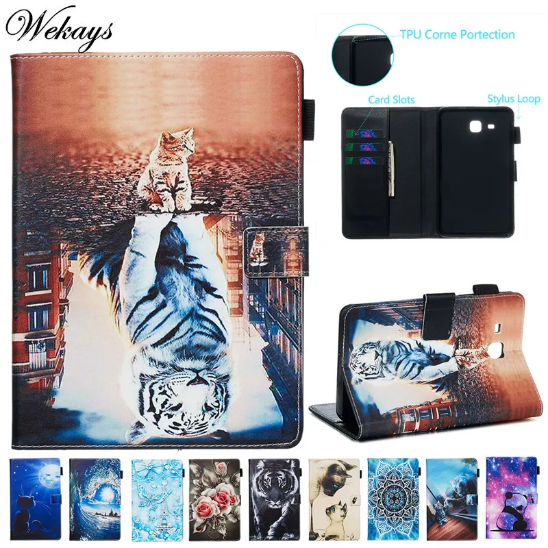 Чехол Wekays для Samsung Galaxy Tab A 2016 A6 7 0 T280 T285 мультяшный кожаный флип чехол 6 чехол|Чехлы