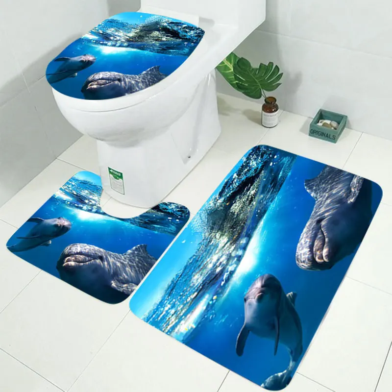 Набор из 4 предметов чехлы для ванной комнаты подводного мира душевой занавески