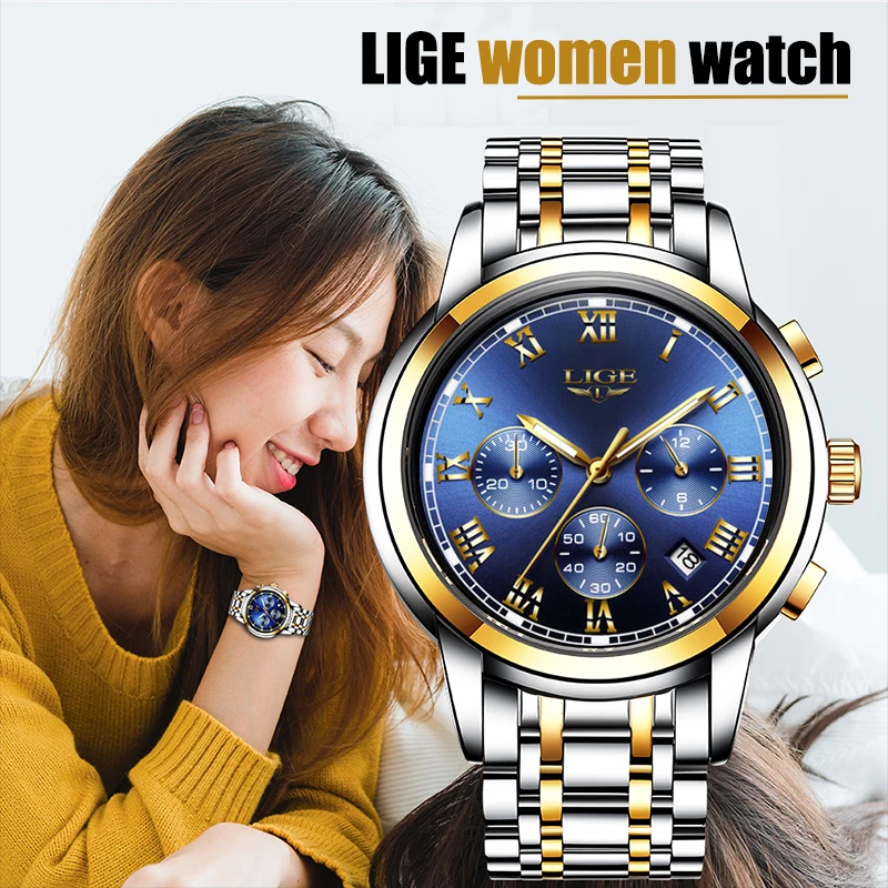 2021 New LIGE Luxury Brand Women Quartz Watches Luminous 30ATM Waterproof Wristwatch Female Bracelet Clocks Relogio Feminino