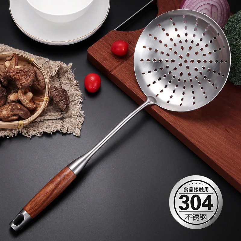 

304 Stainless Steel Large Filter Soup Spoon Kitchen Skimmer Dumplings Strainer Tools Hot Pot Colander Oil Frying Food Mesh Sieve