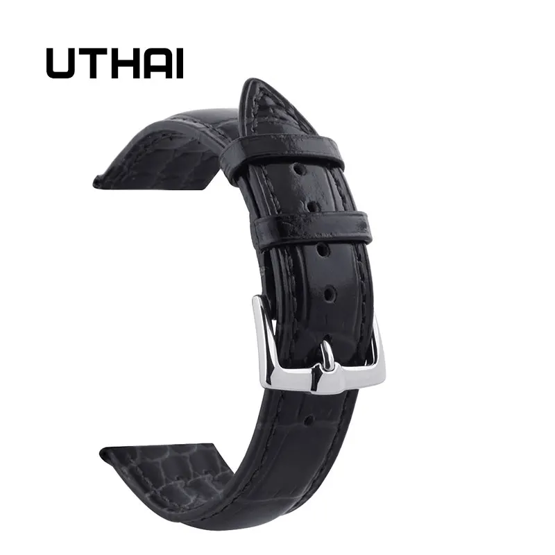 Ремешок для часов UTHAI P06 черный ремешок из натуральной кожи 18 мм 20 22 аксессуары