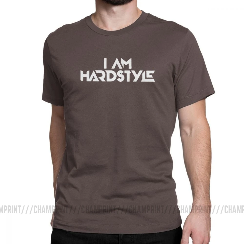 I Am Hardstyle Мужская Футболка Music Defqon Hardcore Dance DJ Techno Club Вечерние EDM футболка с коротким рукавом топы из хлопка - Цвет: Коричневый