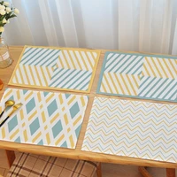 4 pcs european style geometric pattern western placemats waterproof and oil proof easy care cloth square placemat