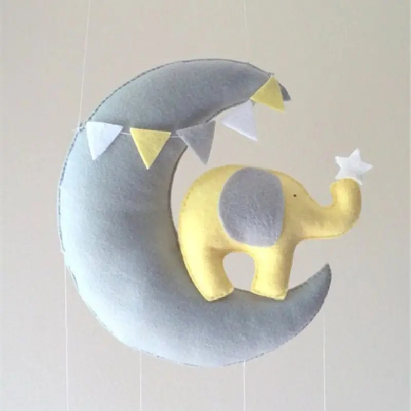 

85DE Baby Crib Non-woven Moon Stars Wind Chime Toys Kids Room Ceiling Mobile Hanging Decorations Shower Gifts