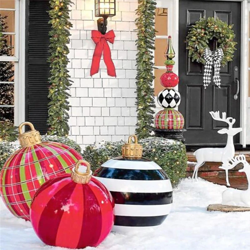 Bolas de Navidad gigantes de 60CM, decoraciones para el patio del hogar, regalo de Navidad al aire libre, juguetes inflables gigantes de PVC, decoraci&oacute;n de jard&iacute;n de Navidad-3