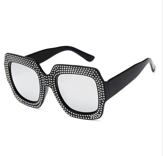 Модные квадратные дизайнерские женские солнцезащитные очки со стразами большие