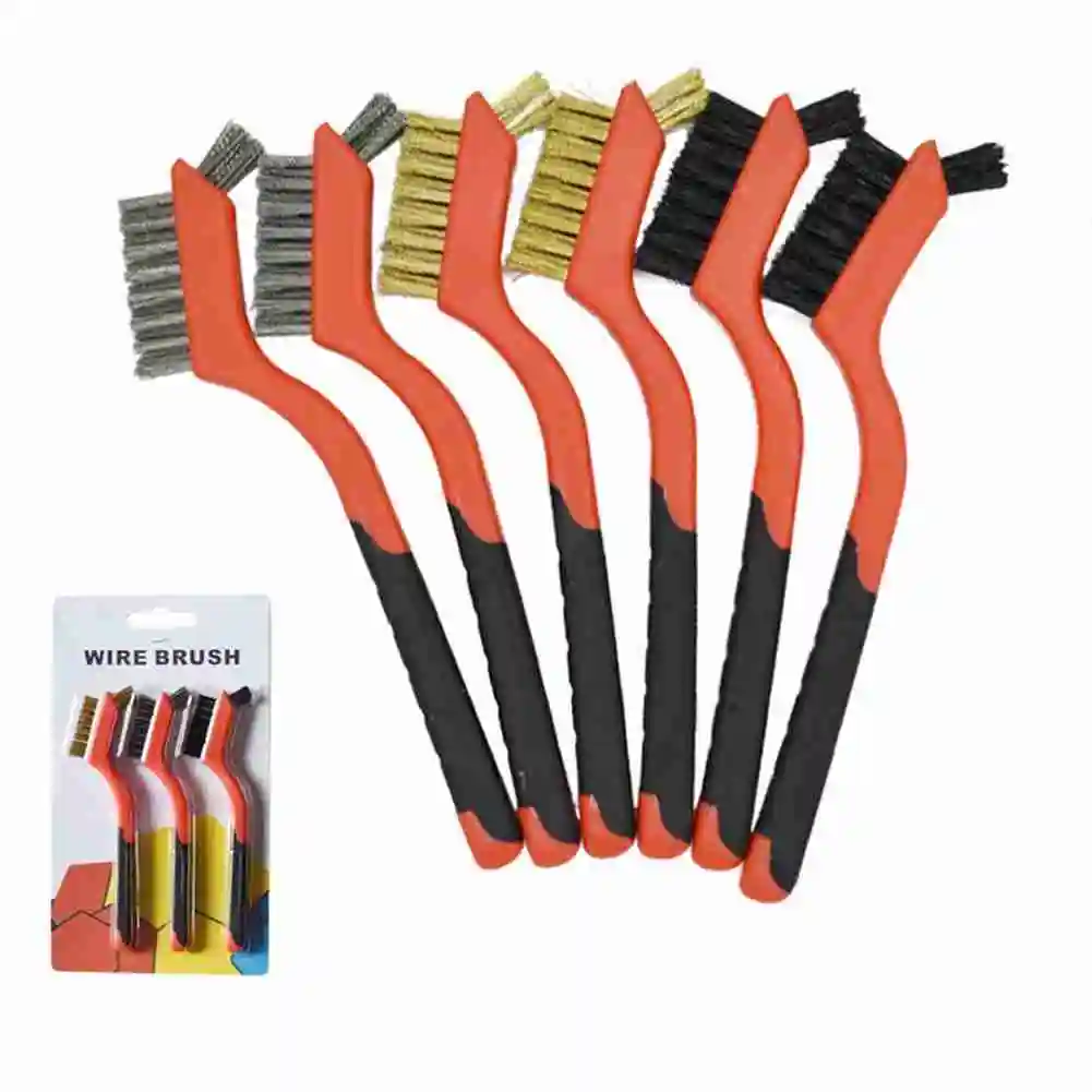 

1 Set Wire Brush Suit Cleaning Brushes Nylons Brass Stainless Steel Bristles Curved Handle Grip Rusts With Deep Cleaning Tools