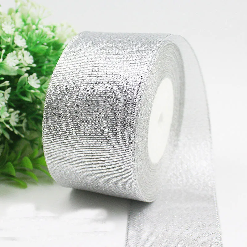 Золото/серебро шелк атлас органза лента блеск вышитые ленты для свадебного торта