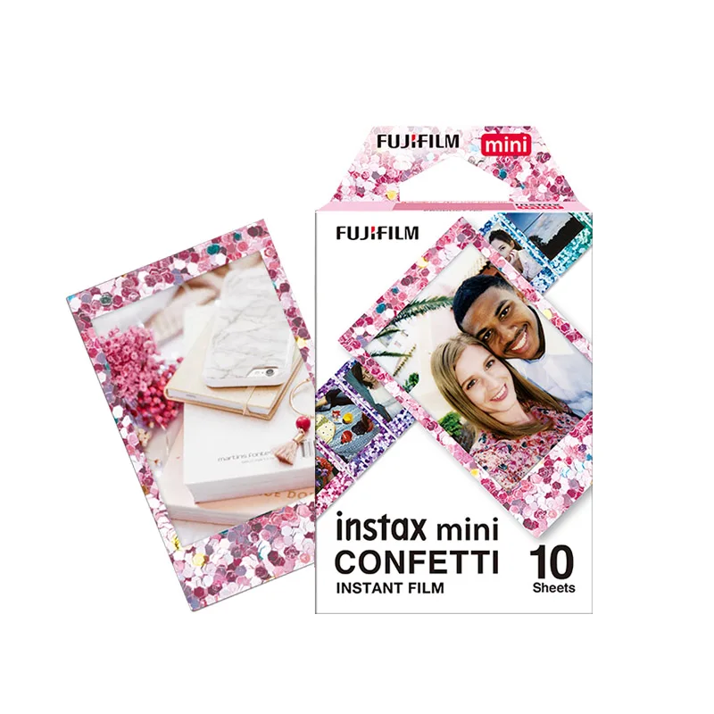 Confetti Подлинная Fujifilm Instax Mini 8 9 цветная фотобумага 10 шт. для Fuji 9 8 7s 50 90 25 70 Share SP-2 SP-1 Liplay мгновенная камера - Цвет: Confetti