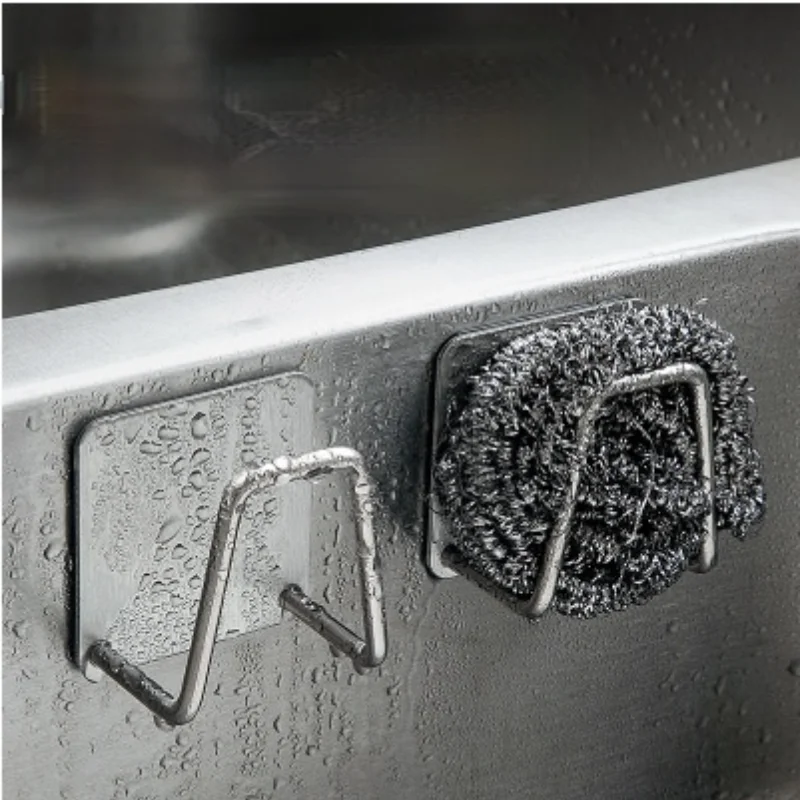 

Держатель для губки из нержавеющей стали, самоклеящиеся крючки для сушки, органайзер для хранения аксессуаров для ванной комнаты