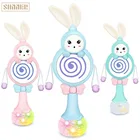 Игрушка-прорезыватель детская музыкальная для детей 0-12 месяцев, развивающий мобиль для детской кроватки, погремушка-Кролик для новорожденных в коляску, соска от плача и слез
