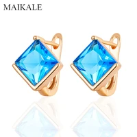 maikale classic square korea design multicolor zirconia small stud earrings for women jewelry wedding party gifts high quality