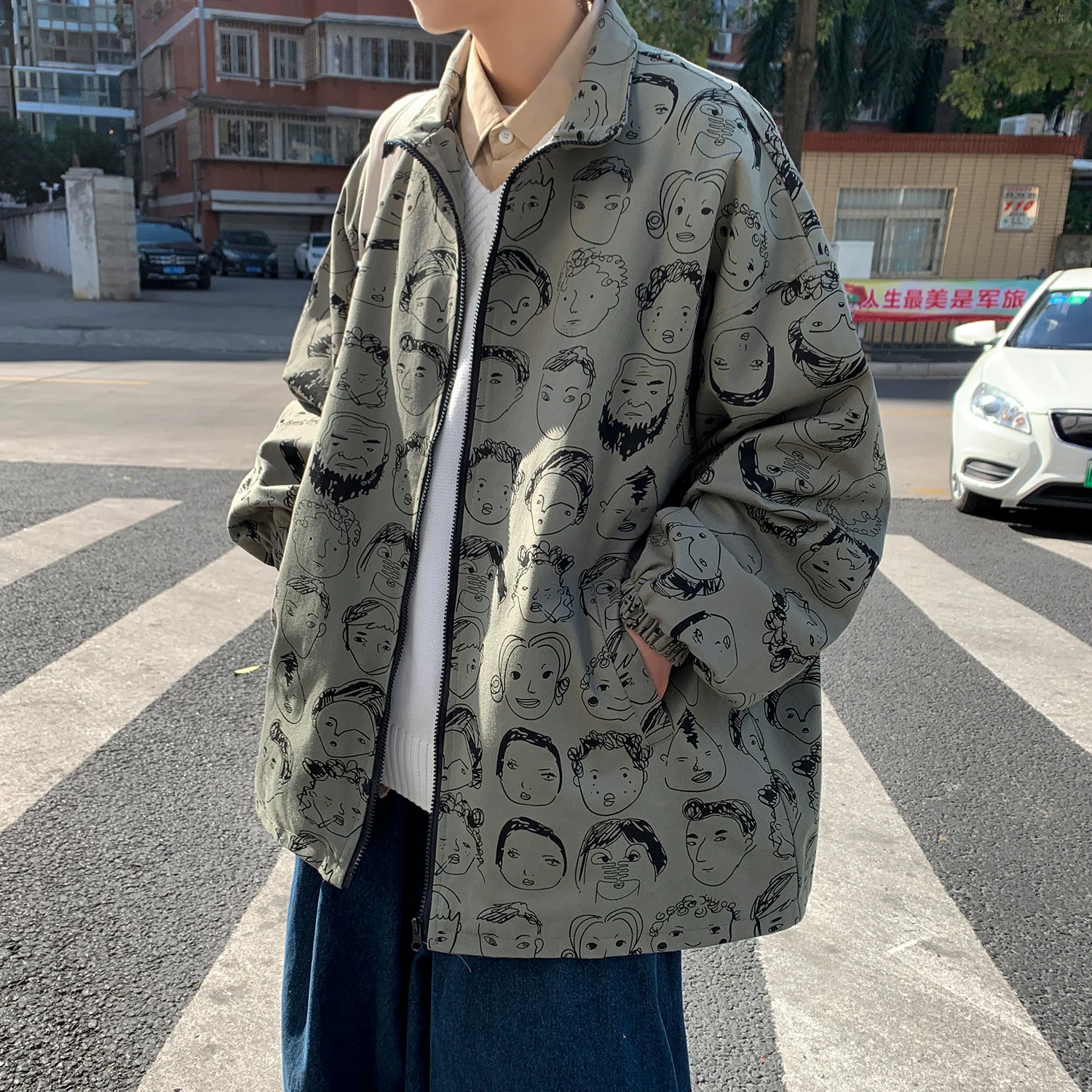 

2021 New Graffiti Jacket Men Camo Pullover Mens Hong Kong Style Streetwear Hoody Jackets Coat Men Patchwork Hip Hop Casual Outer