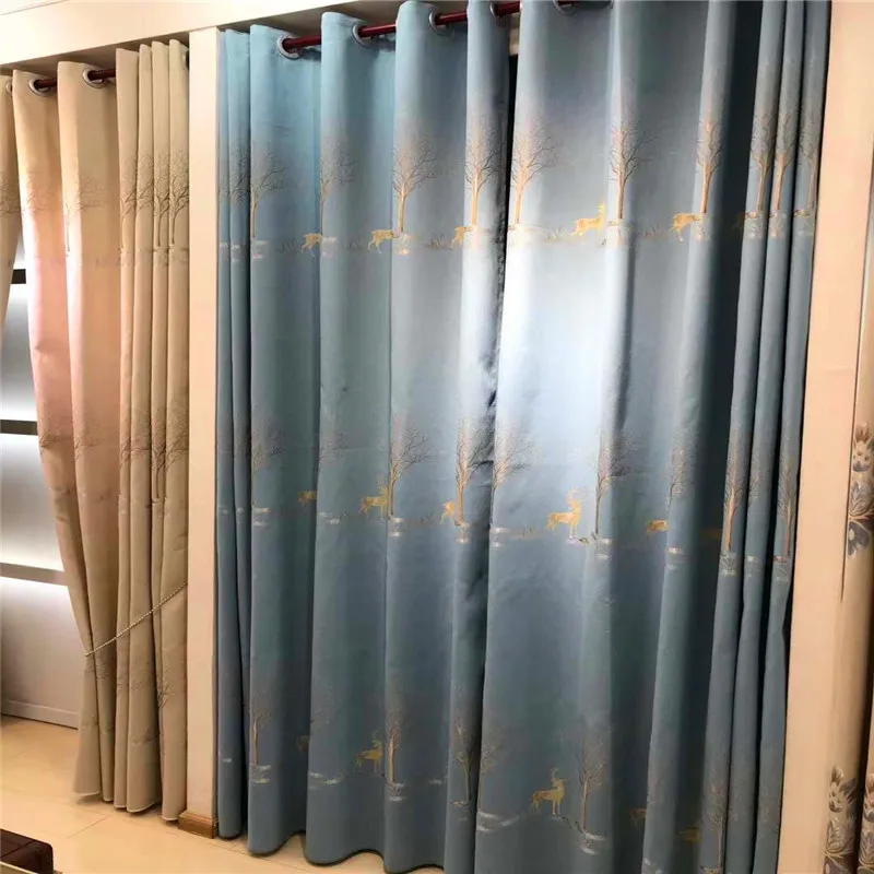 

Chenille Velvet Yarn-Dyed Jacquard Shading Simple European Style Blackout Curtains for Living Room Bedroom Curtains Luxury