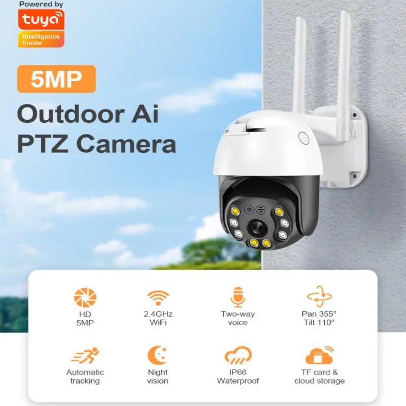 

IP-Камера уличная беспроводная, 5 МП, Wi-Fi, PTZ, IP66