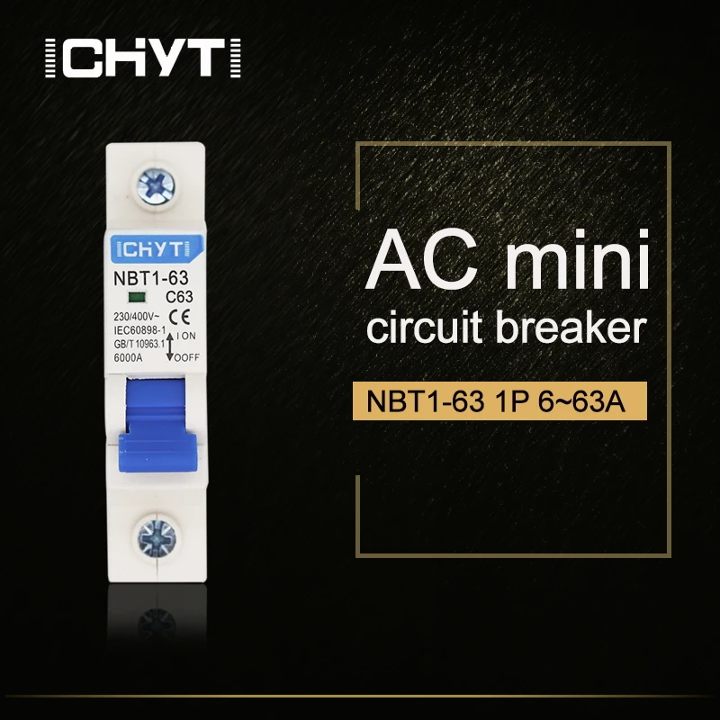 Автоматический выключатель 1P AC MCB NBT1 63 C Тип 230/400 В ~ 50 Гц/60 Гц 6A 10A 16A 20A 25A 32A 40A 50A