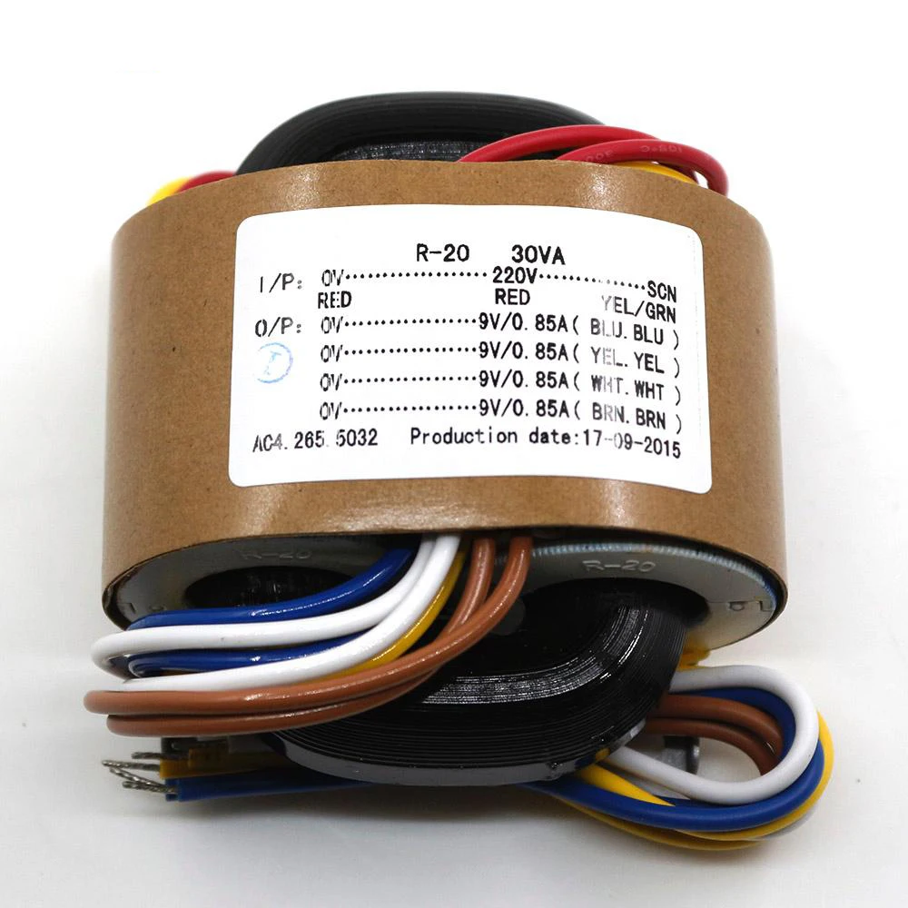 Lusya 115 V-230 V R Тип трансформатора Чистая медь 30W трансформатор 9-24V Выход для усилителя T1053 - Цвет: 4X9V