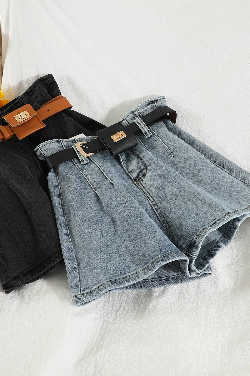 

Denim Shorts Women's Summer New High-waisted Thin Straight Wide-leg Pants, Small, Loose-fitting Hot Pants