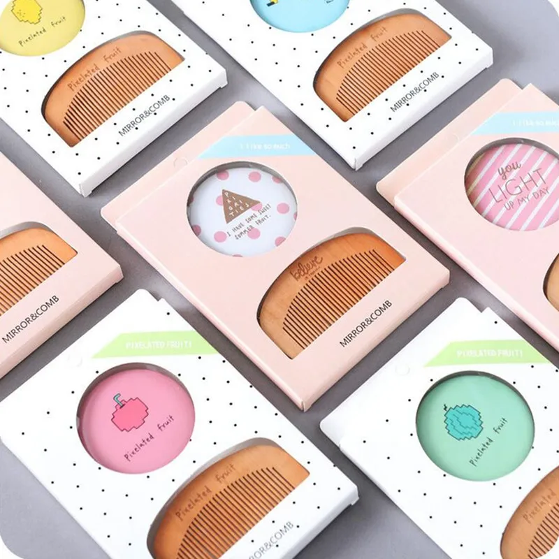 1 Набор 2 в милый компактный макияж зеркала расческа набор путешествия