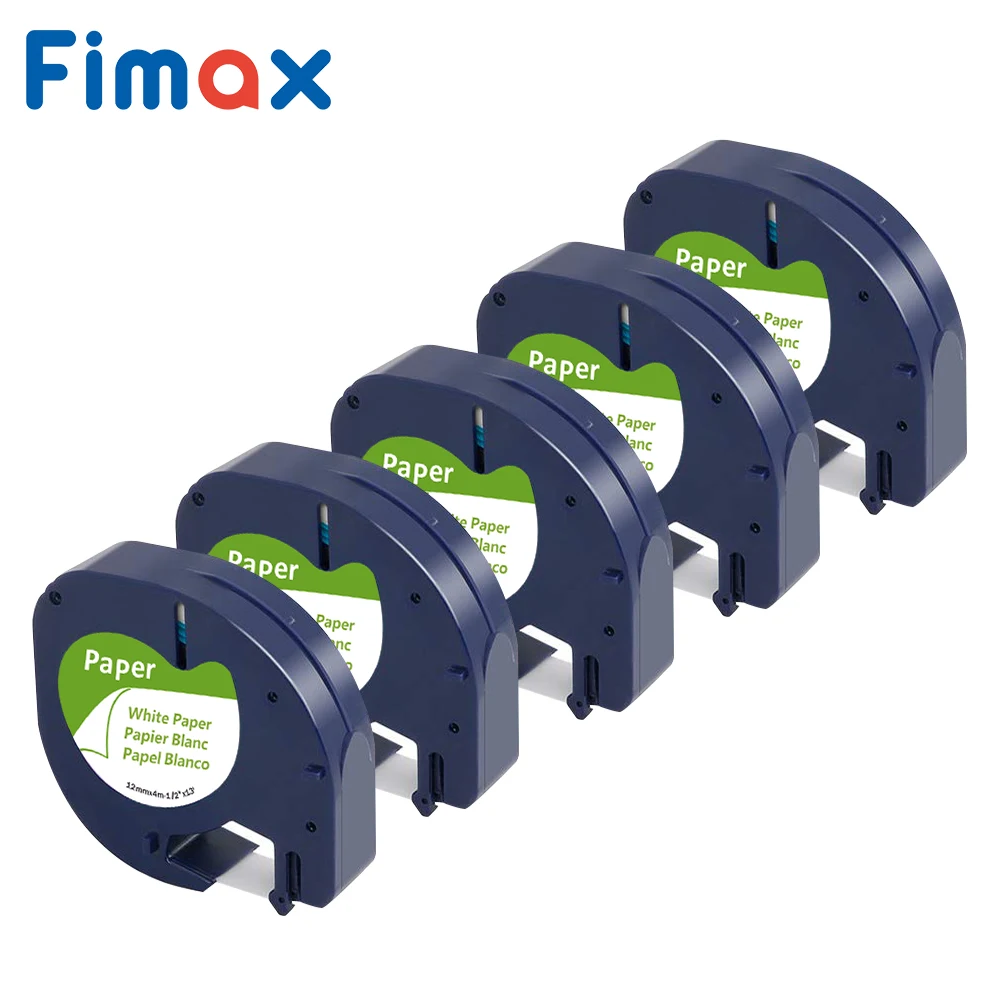 Fimax 5 шт. 12267 12 мм совместим с DYMO LetraTag этикетки ленты 91200 91201 91202 технические 91203 16951