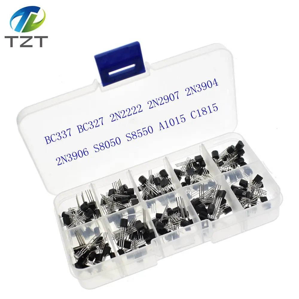 BC337 BC327 2N2222 2N2907 2N3904 2N3906 S8050 S8550 A1015 C1815 транзисторный набор 10 Значение 200 шт., коробка транзисторов пакет