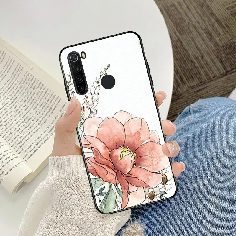 Красочные живописи тушью цветы задняя крышка чехол для телефона Redmi 8 K20 Note4 Note5 5A 7
