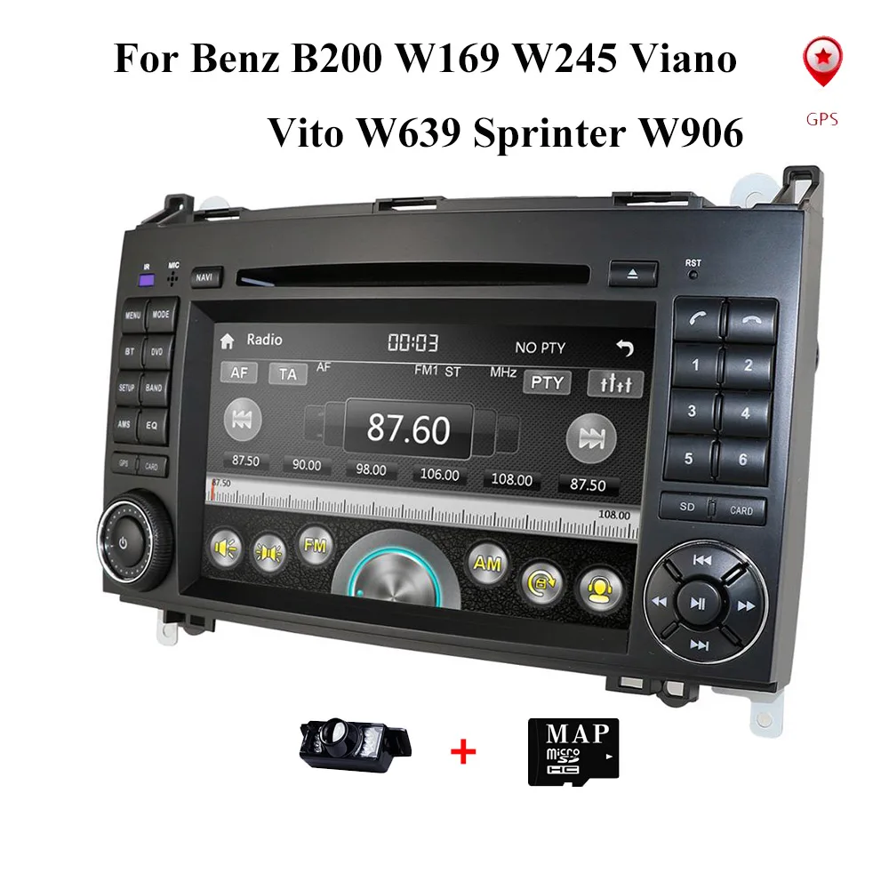 2din автомобильное радио для машины DVD мультимедиа Mercedes Benz A-Class W169 B-Class W245 B200 V-Class W639