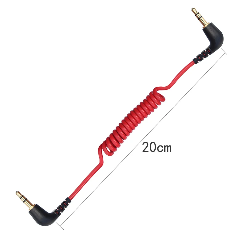 TRS to TRS Spring 3.5mm Cable  Coiled Microphone to Camera Red Color for RODE SC7 BOYA By VIDEOMIC GO Video Micro-type Mics images - 6