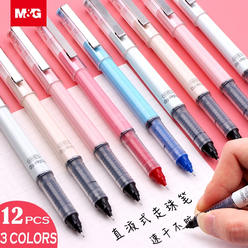 

M&G 0.5mm Needle Simple Style Straight Liquid Gel Pen Black Blue Red Color Writing High-grade Office Writing Stationery