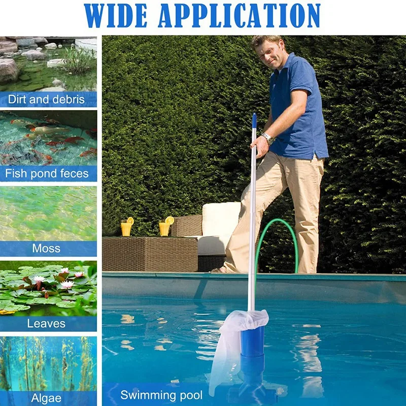 

New Sale Portable Pool Cleaner Swimming Pool Vacuum Cleaner Fountain with 5 Sections Suction Tip Connector