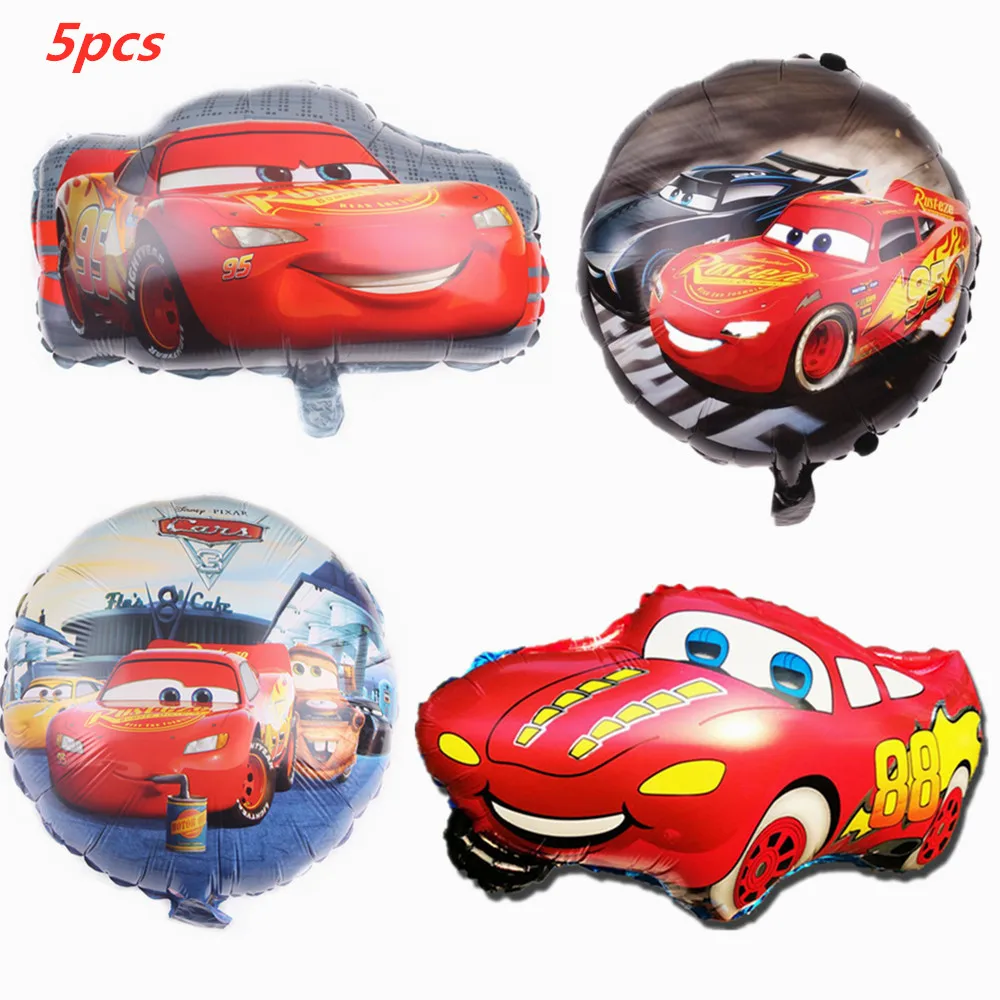 

5pcs Disney Cars Lightning McQueen Theme 18 inch Aluminum Film Balloon Cartoon Birthday Party Decorations Baby Shower Supplies