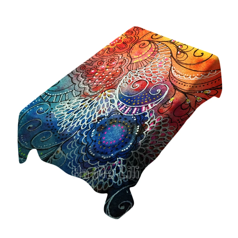 

Psychedelic Watercolor Painting Design Tablecloth Dinning Decor