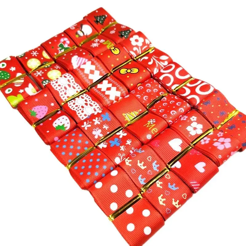 

HL 1" 5 meters/lot Multi Mixed Printed Grosgrain Ribbons DIY Sewing Hairbows Gift Wrapping Wedding Christmas Ribbon Accessory