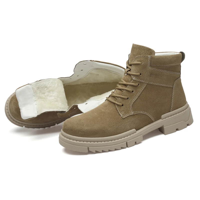 Мужские ботинки из 2019 натуральной коровьей кожи Теплая мужская обувь ручной