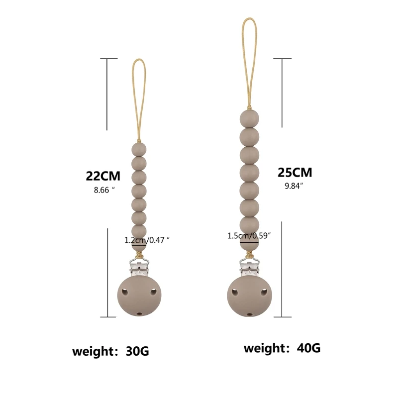 Cuentas de silicona respetuosas con el medio ambiente, sin BPA, vajilla para calmar el dolor de la dentici&oacute;n, Flexible, cadena con Clip para chupete-5