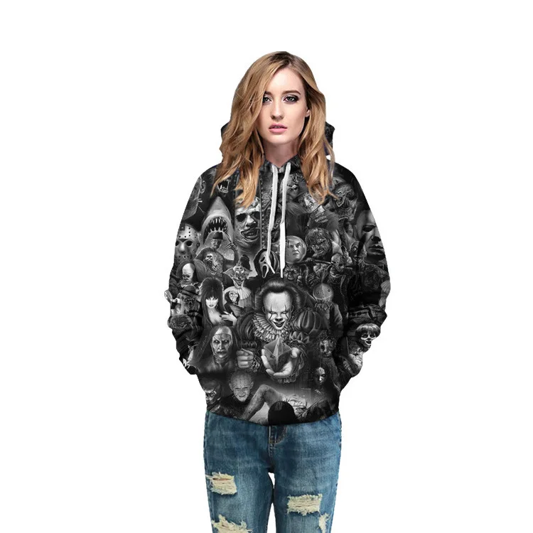 

Spring and autumn men's sweatershirt 3d digital clown print male pullover jacket hoodies sweatshirt coat outerwear outergarment