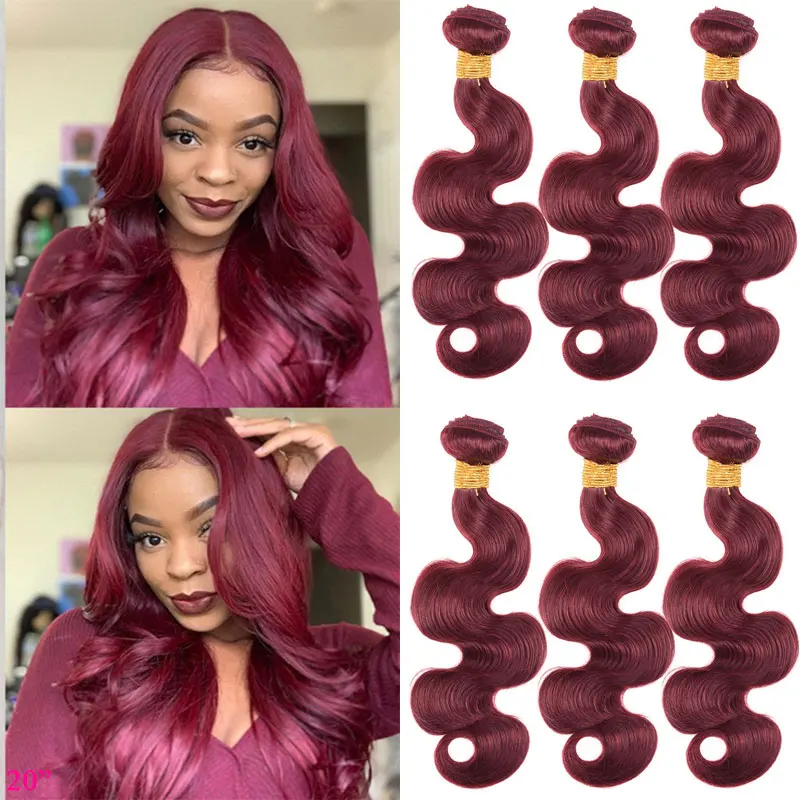 

SAYME HAIR 99j Body Wave Bundles 1 3 4 Bundles Deal 100% Wavy Human Hair Bundles REMY Brazilian Hair Weave Bundles