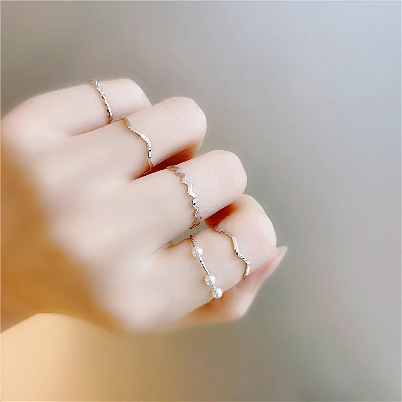 5 шт./компл. серебряный цвет тонкое кольцо набор для женщин и девочек 2020 Новое