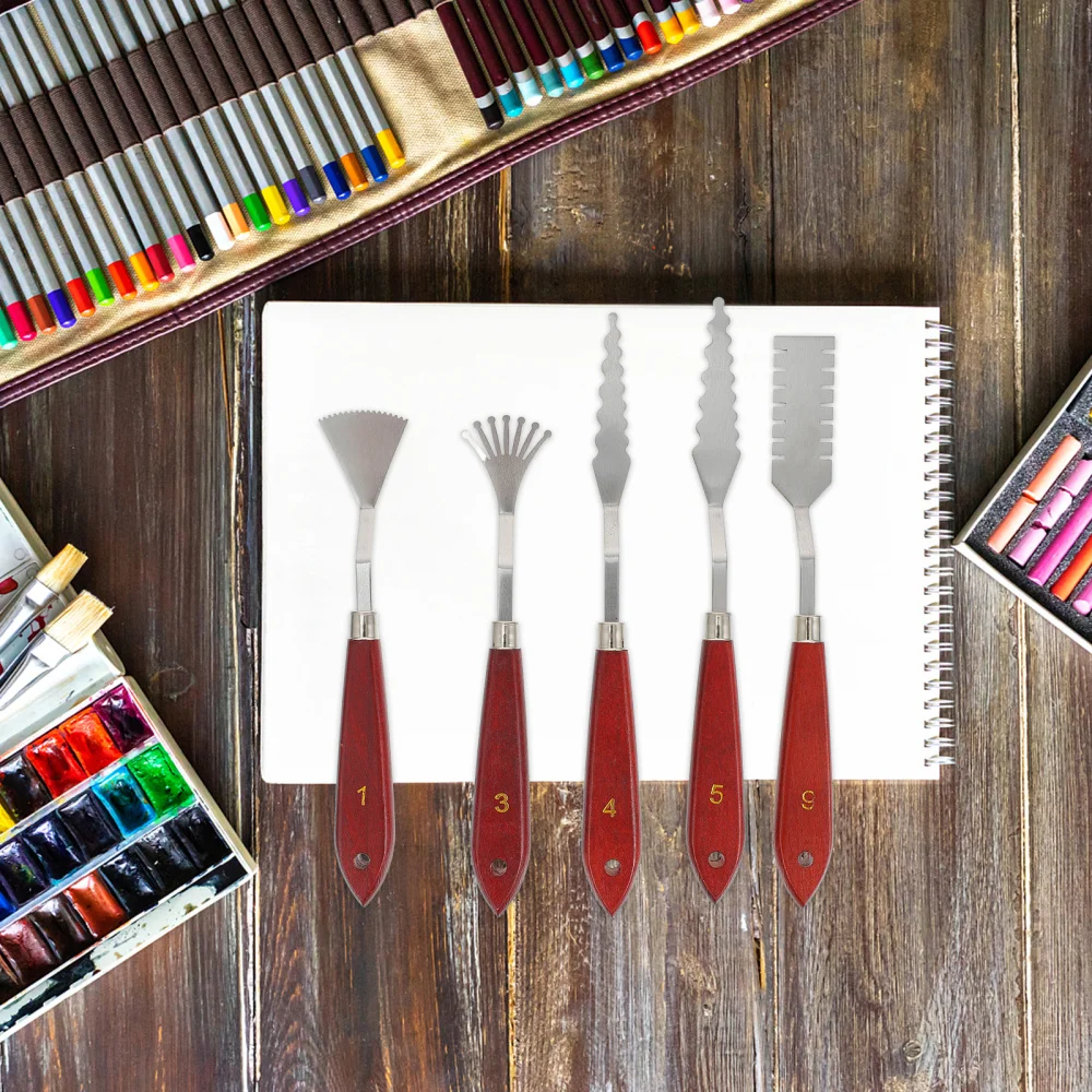 

5PCS Painting Paint Mixing Accessories Gouache Scraper Painting Supplies