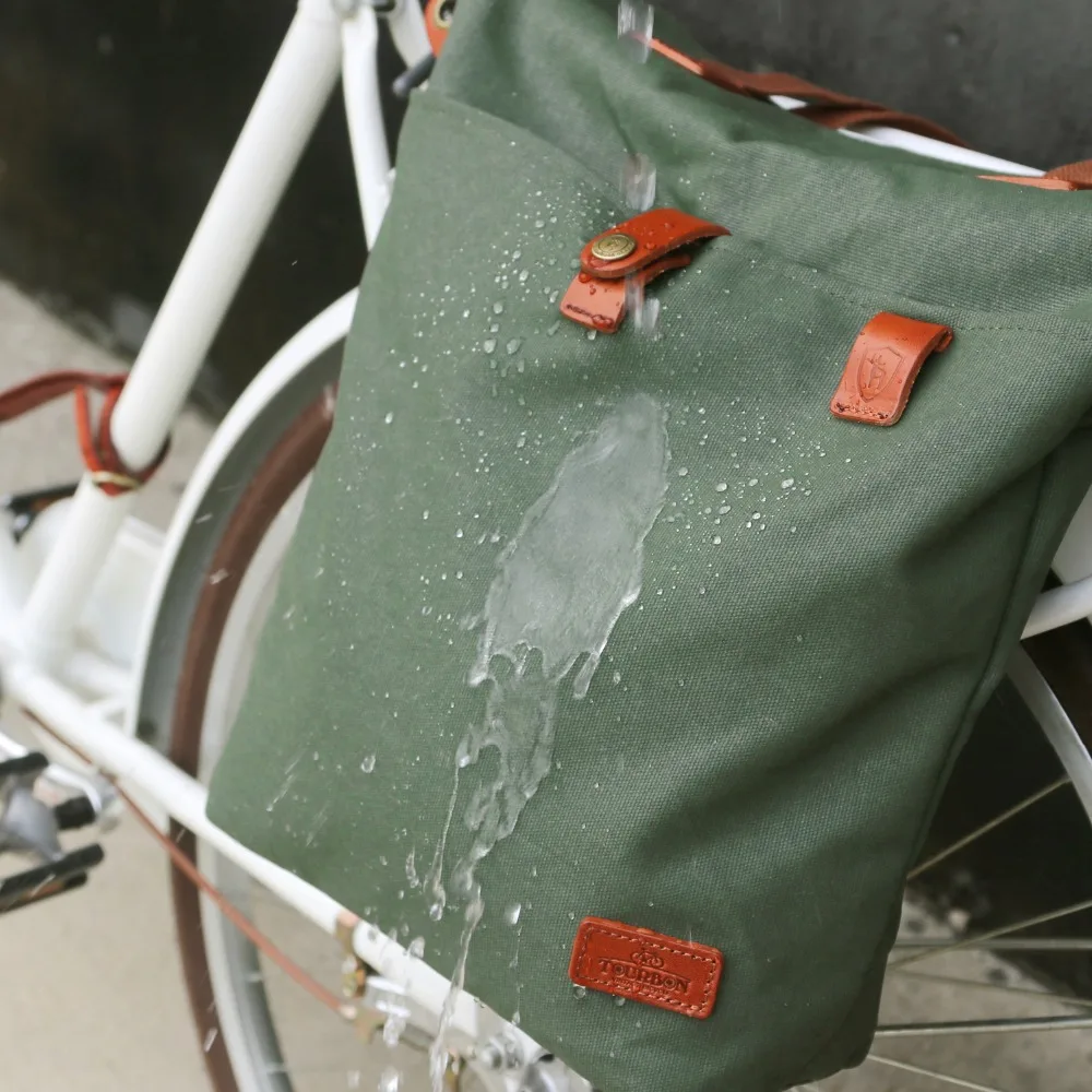 Tourbon Винтажный Велосипед сумка багажник велосипеда Перевозчик Велоспорт парные сумки пакет вощеный водоотталкивающий холст