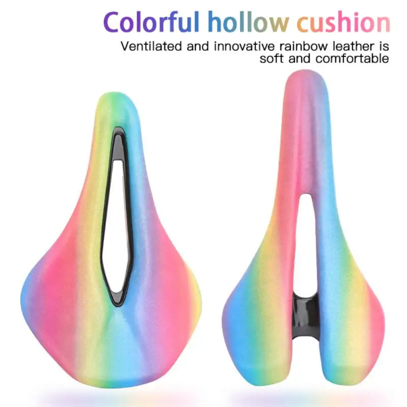 

Mountain Road Bike Seat Cushion Hollow Comfortable Breathable Rainbow Seat Bag Folding Bike Bright Color Saddle Seat Cushion