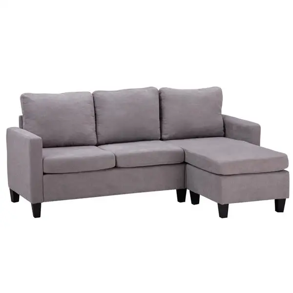 

[USA READY STOCK]Double Chaise Longue Combination Sofa Light Grey Material: Board Sponge