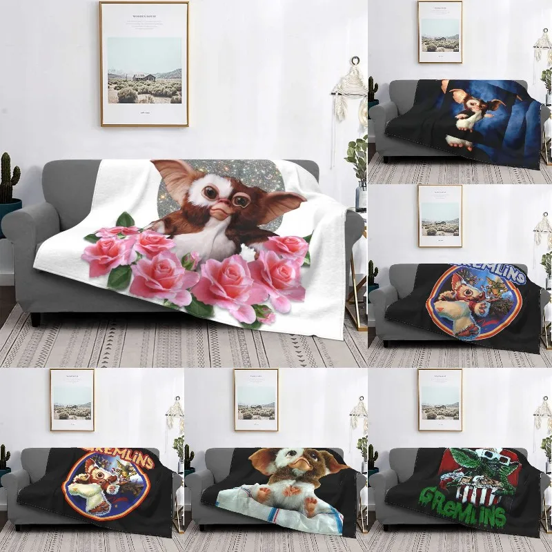 

Mogwai Gremlins с искусственным флисом, весенние теплые фланелевые одеяла для дивана, постельное белье для путешествий