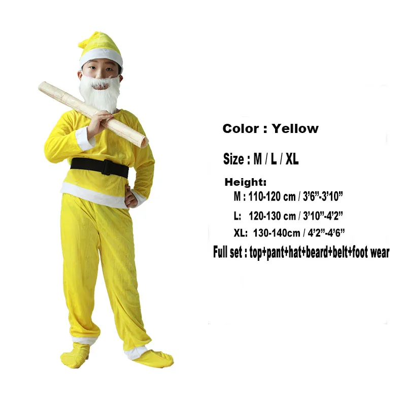 Child Yellow Костюм Феи из мультфильма «Семь гномов» Детский карнавальный костюм для мальчиков, карнавальный костюм эльфа, костюм эльфа для детей, топ+ брюки+ борода+ шляпа - Цвет: Child Yellow