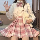 Женская плиссированная юбка, школьная форма с высокой талией в стиле Харадзюку, трапециевидная мини-юбка в японском стиле, XS-2XL